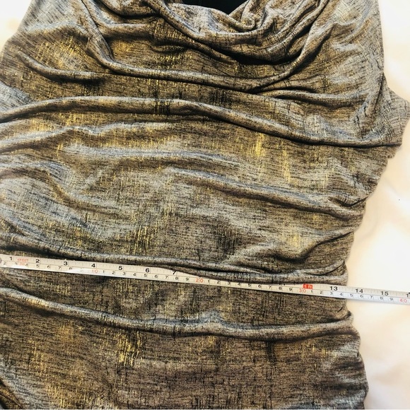 Frank Lyman Size 10 Metallic Knit Draped Cowl Sheath Dress Gold - Picture 6 of 11